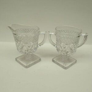 Imperial Elegant Glass Crystal CAPE COD 4 1/2 Inch Creamer and Sugar Bowl